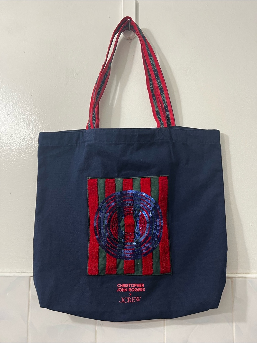 Christopher John Rogers x J. Crew Sequin Canvas Navy Tote Bag Limited Edition